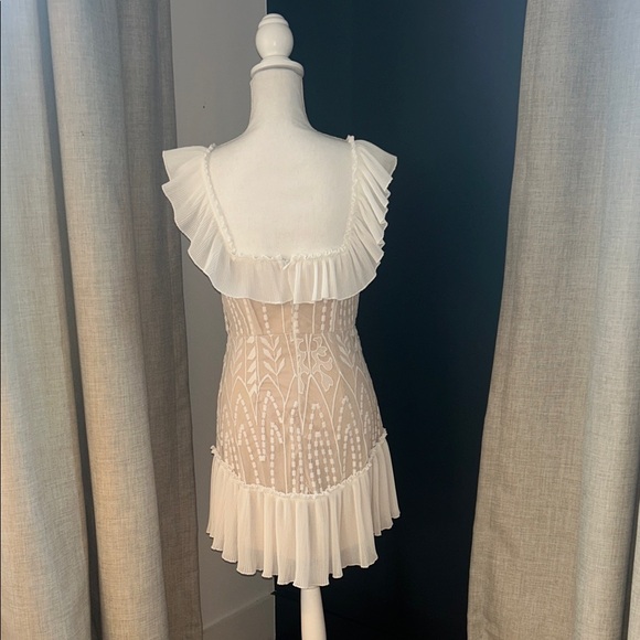 Elegant White Ruffle Mini Dress - Picture 3 of 4